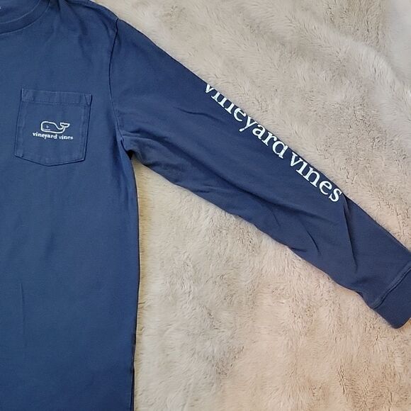 VINEYARD VINES NAVY BLUE LONG-SLEEVE VINTAGE WHALE POCKET T-SHIRT, SIZE XL - Picture 5 of 7